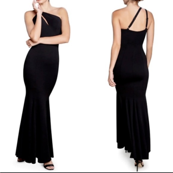 Dress The Population Ellis One-Shoulder Black Gown - Picture 1 of 8
